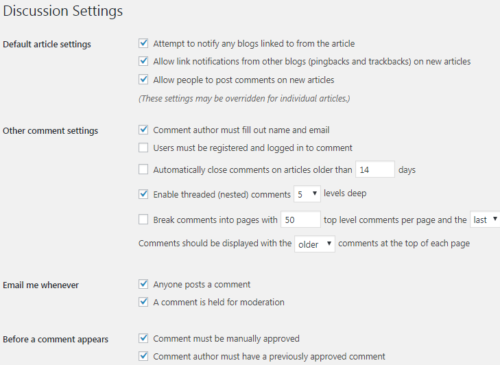 Setup Discussion Settings