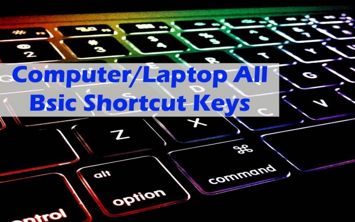 Computer Laptop All basic shortcut keys